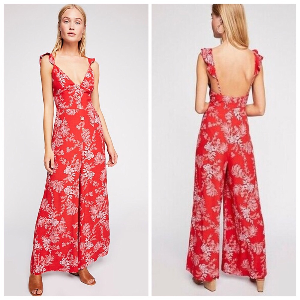 NEW Free People “Be The One” Ruffle Strap Jumpsuit